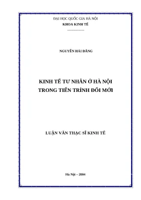 Phát triển kinh tế tư nhân ở Hà Nội trong bối cảnh đổi mới