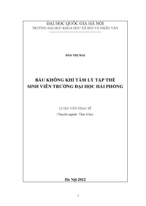 Luận văn Bầu không khí tâm lý sinh viên ĐH Hải Phòng