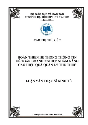 Luận văn HTTT kế toán & quản lý thu thuế hiệu quả
