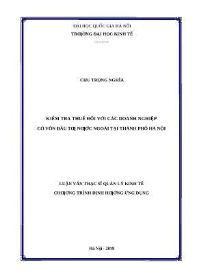 Kiểm tra thuế doanh nghiệp FDI tại Hà Nội - Luận văn thạc sĩ