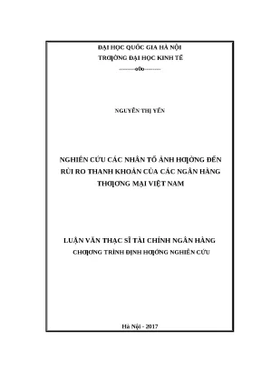 Nghiên cứu rủi ro thanh khoản tại ngân hàng thương mại