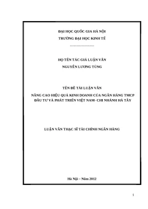 Nâng cao hiệu quả kinh doanh tại BIDV Hà Tây