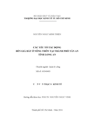 Các yếu tố ảnh hưởng đến giá đất nông thôn tại Tân An,