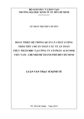 Luận văn thạc sĩ: Quản lý chất lượng BRC tại Acecook