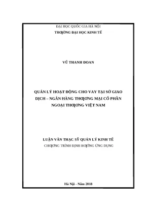 Quản lý cho vay tại Ngân hàng Thương mại Cổ phần Ngoại