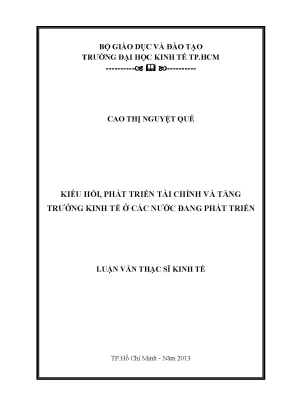 Kiều Hối, Phát Triển Tài Chính và Tăng Trưởng Kinh Tế ở