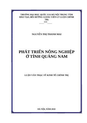Phát Triển Nông Nghiệp Tỉnh Quảng Nam: Thực Trạng và