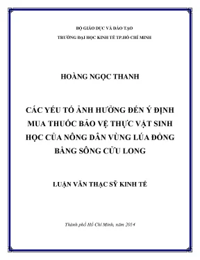Yếu Tố Ảnh Hưởng Đến Ý Định Mua Thuốc Bảo Vệ Thực Vật