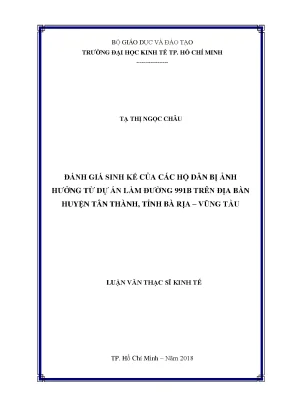 Đánh Giá Sinh Kế Hộ Dân Bị Ảnh Hưởng Dự Án Đường 991B