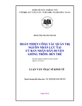 Hoàn thiện quản trị nguồn nhân lực tại huyện Giồng Trôm,