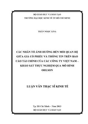 Luận văn: Giá cổ phiếu và báo cáo tài chính qua mô hình