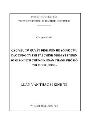 Các yếu tố ảnh hưởng đến hệ số P/E của công ty phi tài