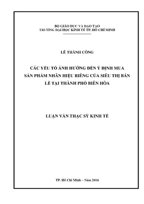 Các yếu tố ảnh hưởng đến ý định mua sản phẩm nhãn hiệu