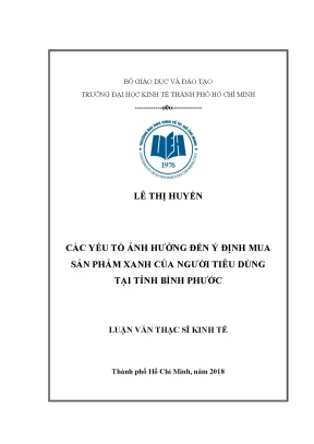 Yếu Tố Ảnh Hưởng Đến Ý Định Mua Sản Phẩm Xanh Tại Bình Phước