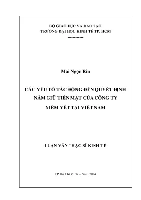Các yếu tố ảnh hưởng đến quyết định nắm giữ tiền mặt của