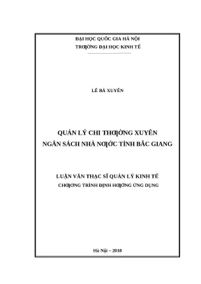 Quản Lý Chi Ngân Sách Nhà Nước Tỉnh Bắc Giang: Thực