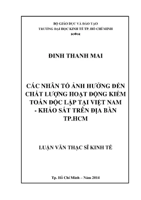 Luận văn: Chất lượng kiểm toán độc lập tại Việt Nam (UEH)
