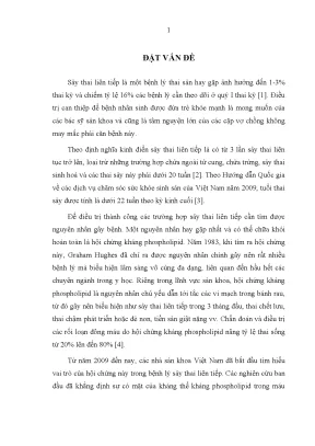 Nghiên cứu hội chứng kháng phospholipid và sảy thai liên 