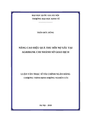 Nâng cao hiệu quả thu hồi nợ xấu tại Agribank