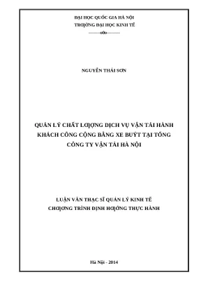 Quản lý chất lượng dịch vụ xe buýt tại Hà Nội: Nghiên