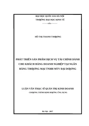 Phát Triển Sản Phẩm Dịch Vụ Tài Chính Cho Doanh Nghiệp