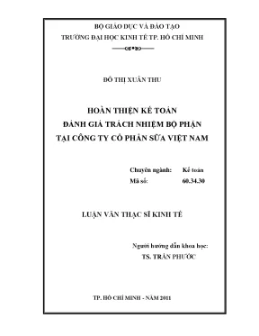 Hoàn thiện kế toán đánh giá trách nhiệm bộ phận tại Vinamilk