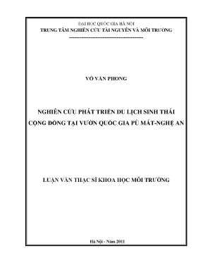 Phát Triển Du Lịch Sinh Thái Cộng Đồng Tại Vườn Quốc Gia