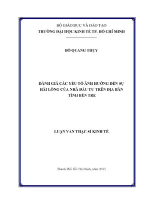 Đánh giá sự hài lòng của nhà đầu tư tại tỉnh Bến Tre