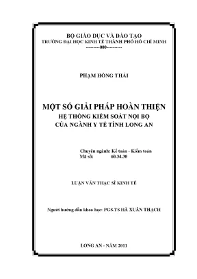 Giải pháp hoàn thiện hệ thống kiểm soát nội bộ ngành y