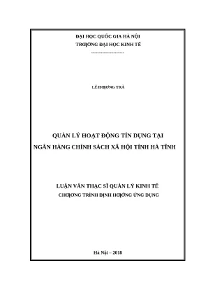 Quản lý tín dụng tại Ngân hàng Chính sách xã hội tỉnh Hà