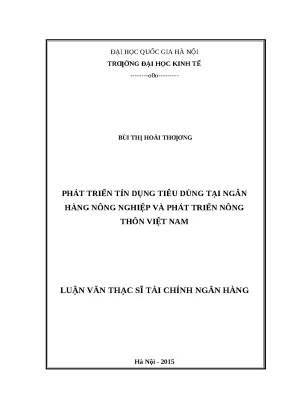 Phát Triển Tín Dụng Tiêu Dùng Tại Agribank: Giải Pháp và