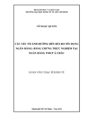 Các yếu tố ảnh hưởng đến rủi ro tín dụng ngân hàng:
