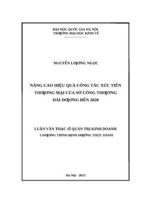 Nâng cao hiệu quả xúc tiến thương mại tại Hải Dương đến 2020
