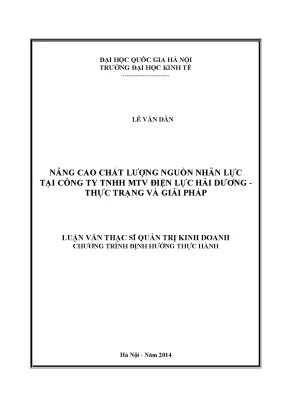 Nâng Cao Chất Lượng Nguồn Nhân Lực Tại Công Ty Điện Lực