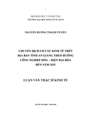 Chuyển Dịch Cơ Cấu Kinh Tế Tỉnh An Giang Đến Năm 2025: