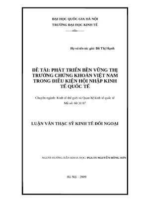 Phát Triển Bền Vững Thị Trường Chứng Khoán Việt Nam