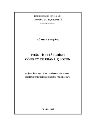 Luận văn thạc sĩ ueb phân tích tài chính công ty cổ phần l q joton