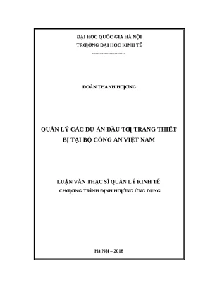 Quản lý dự án đầu tư trang thiết bị tại Bộ Công an Việt Nam