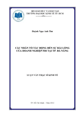 Nhân tố ảnh hưởng sự hài lòng của doanh nghiệp FDI Đà Nẵng
