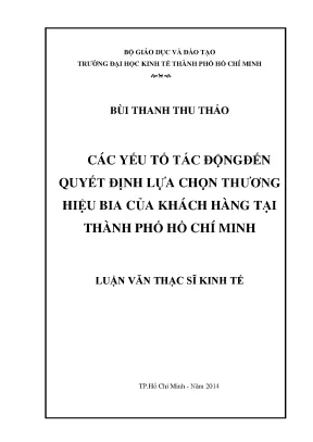 Các yếu tố ảnh hưởng đến quyết định chọn thương hiệu bia