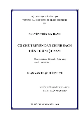 Luận văn cơ chế truyền dẫn chính sách tiền tệ Việt Nam