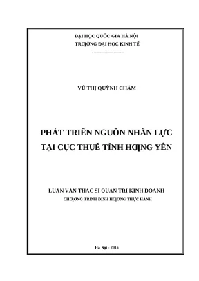 Phát triển nguồn nhân lực tại Cục thuế tỉnh Hưng Yên