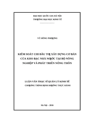Kiểm Soát Chi Đầu Tư Xây Dựng Cơ Bản Tại Kho Bạc Nhà