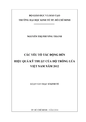 Các yếu tố ảnh hưởng đến hiệu quả kỹ thuật trồng lúa tại