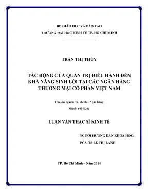 Tác động của quản trị điều hành đến lợi nhuận ngân hàng