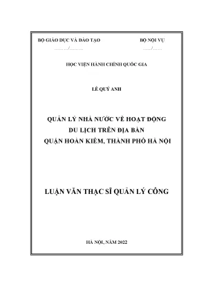 Quản lý nhà nước về du lịch tại quận Hoàn Kiếm, Hà Nội