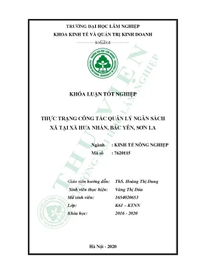 Khóa luận: Thực trạng quản lý thu chi ngân sách xã Hua Nhàn