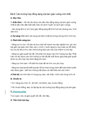 Giáo án Toán 8: Chương 3 - Tam giác đồng dạng