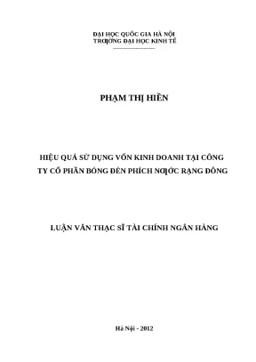 Hiệu Quả Sử Dụng Vốn Kinh Doanh Tại Công Ty Cổ Phần Bóng