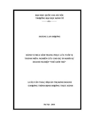 Nghiên cứu hành vi mua sắm trang phục của vị thành niên